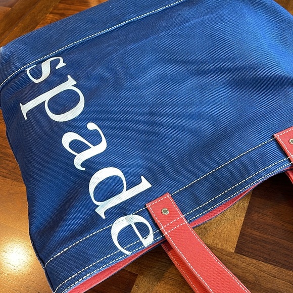 BEAUTIFUL KATE SPADE CANVAS TOTE - RED WHITE & BLUE - VERY PATRIOTIC! - Picture 10 of 12